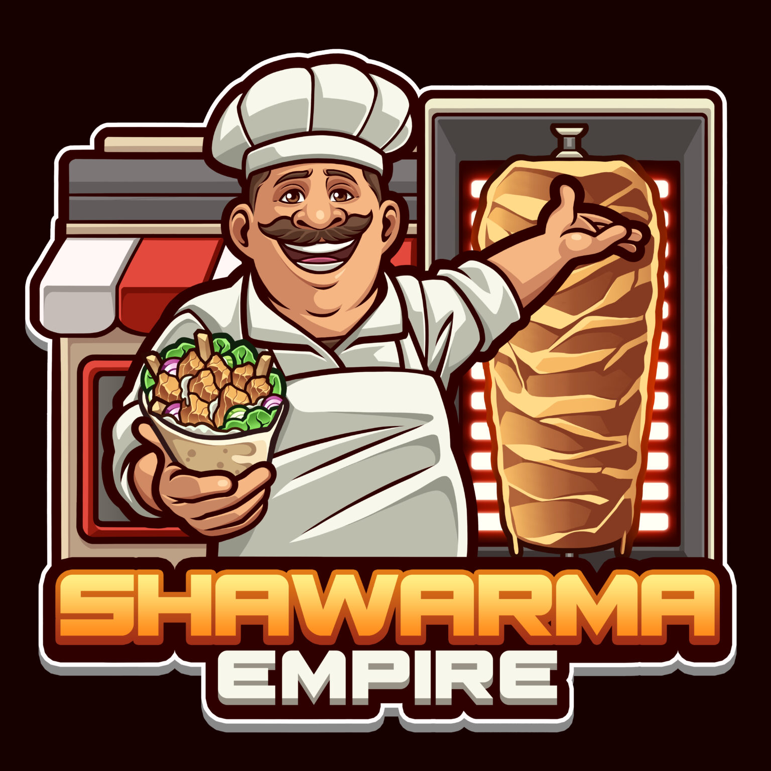 The chef from Shawarma Empire holding a shawarma